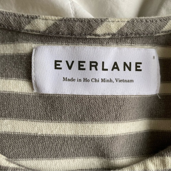 EVERLANE The Modern Striped Long Sleeve Knit Top Gray 100% Cotton S - Picture 6 of 7